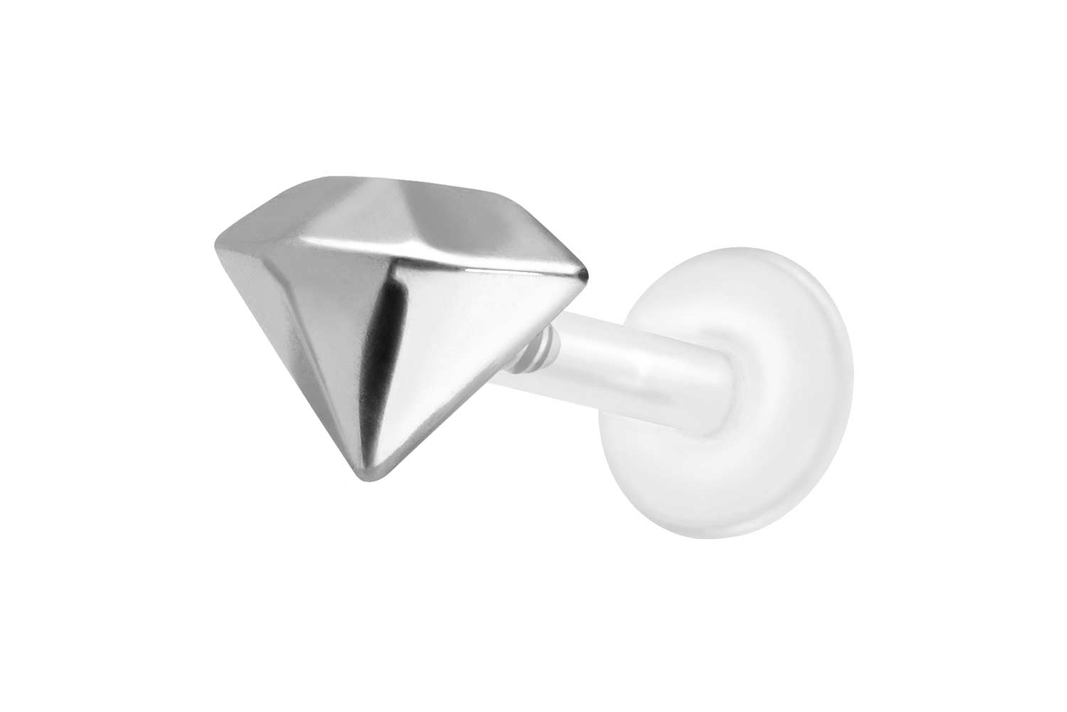 PTFE Labret Piercing mit Innengewinde + Titan-Aufsatz DIAMANT